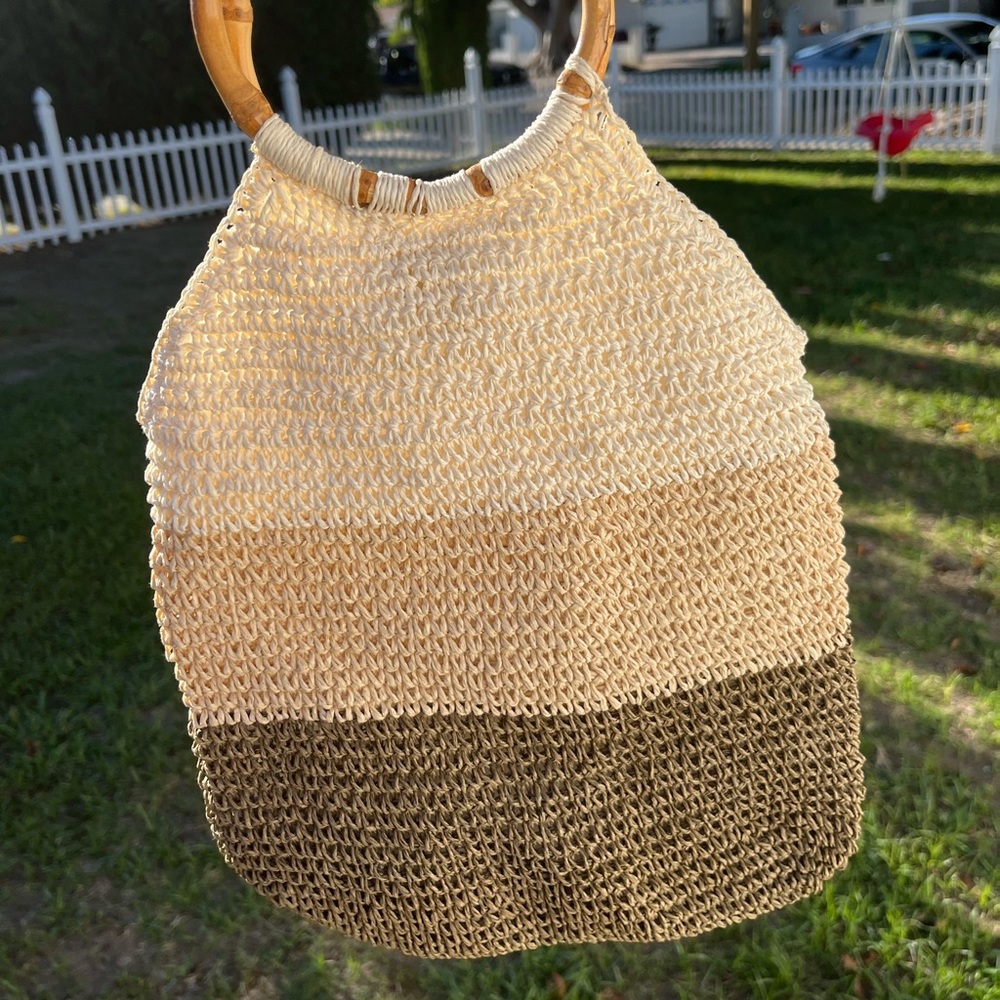 Bamboo Handle Straw Bag